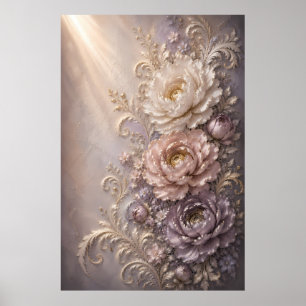 Elegant Frost Bloom Florales Design Luxus-Prägun Poster