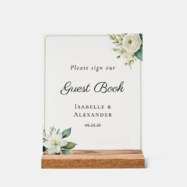 Elegant Frosted Botanical Wedding Guest Book Acrylschild