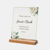 Elegant Frosted Botanical Wedding Guest Book Acrylschild (Winkel)