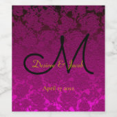 Elegant Fuchsia Pink Gold Black Wedding Monogram Weinetikett (Einzelnes Label)