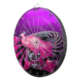 ELEGANT FUCHSIA PINK PEACOCK IN LILA DARTSCHEIBE (Vorderseite rechts)