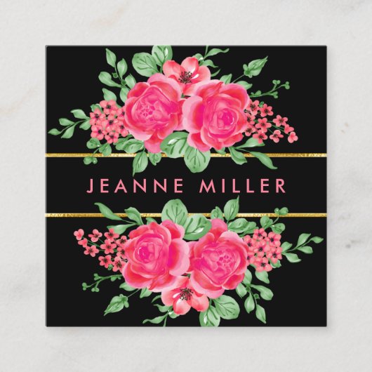 Elegant Fuchsia Pink Rose Blume Hochzeitsplaner Quadratische Visitenkarte (Vorderseite)