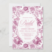Elegant Fuchsia Pink Roses Pattern Bridal Shower  Einladung (Vorderseite)