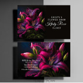Elegant Fuchsia Red Burgundy Lily Blume Florist Visitenkarte