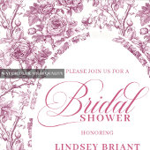 Elegant Fuchsia Toile Roses Bridal Shower Invite Einladung