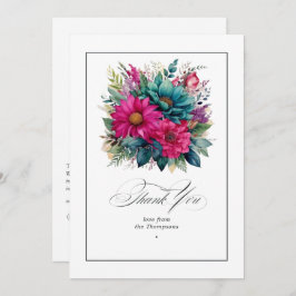 Elegant Fuchsia und Emerald Green Wedding Dankeskarte