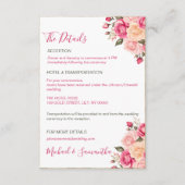 Elegant Fucia Pink und Elfenbeinküste Rose Hochzei Begleitkarte (Vorderseite)