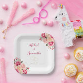 Elegant Fucia Pink und Elfenbeinküste Rose Hochzei Pappteller (Party)