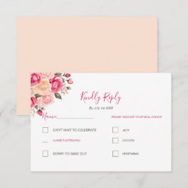 Elegant Fucia Pink und Elfenbeinküste Rose Hochzei RSVP Karte