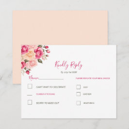 Elegant Fucia Pink und Elfenbeinküste Rose Hochzei RSVP Karte