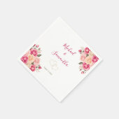 Elegant Fucia Pink und Elfenbeinküste Rose Hochzei Serviette (Ecke)