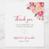 Elegant Fucia Pink und Elfenbeinküste Rose Hochzei Weinetikett (Einzelnes Label)