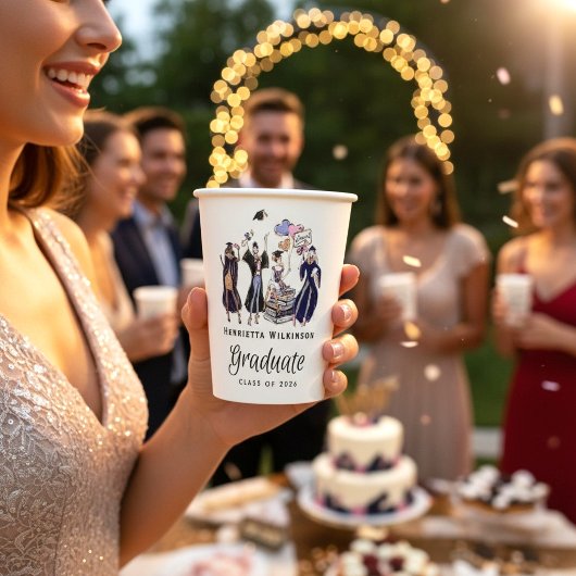 Elegant Fun Graduate Tossed Cap Class of 2026  Pappbecher