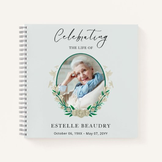 Elegant Funeral Celebration of life Guest Book Notizblock (Vorderseite)
