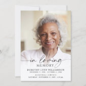 Elegant Funeral In Loving Memory Photo Memorial Einladung (Vorderseite)