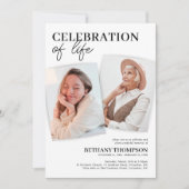 Elegant Funeral Memorial Photo Einladung (Vorderseite)