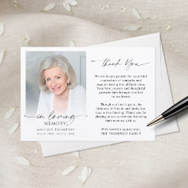 Elegant Funeral Memorial Photo In Loving Memory Dankeskarte