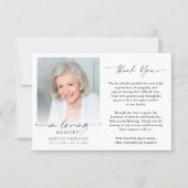 Elegant Funeral Memorial Photo In Loving Memory Dankeskarte (Vorderseite)