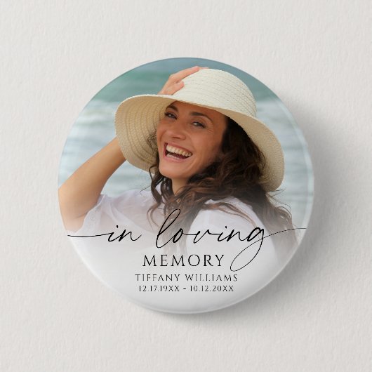 Elegant Funeral Photo In Loving Memory Keepsake Button (Vorderseite)