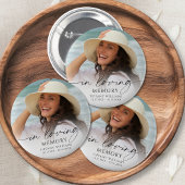 Elegant Funeral Photo In Loving Memory Keepsake Button
