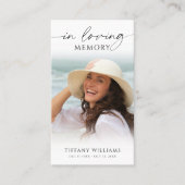 Elegant Funeral Photo In Loving Memory Prayer Card Visitenkarte (Vorderseite)