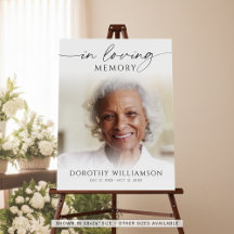 Elegant Funeral Photo In Loving Memory Sign