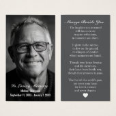 Elegant Funeral Photo Sympathy Memorial Prayer (Vorne & Hinten)