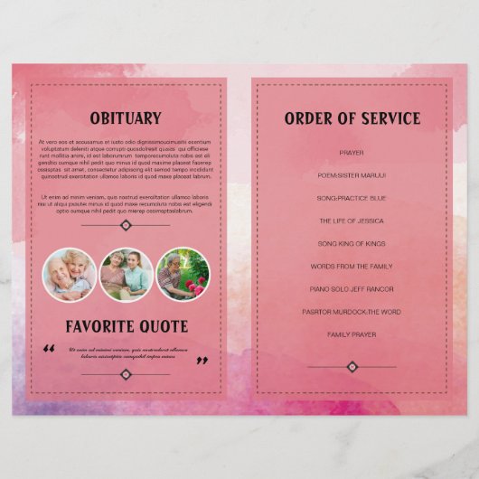 Elegant Funeral Program Template (Rückseite)