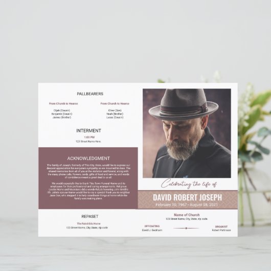 Elegant Funeral Program Template (Stehend Vorderseite)