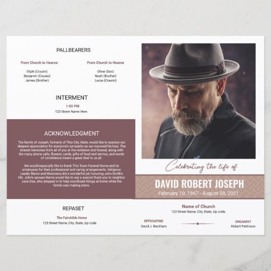 Elegant Funeral Program Template (Vorderseite)