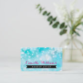 ELEGANT FUNKELND LIGHT whimsical pink aqua bokeh Visitenkarte (Stehend Vorderseite)