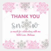 Elegant funkelnd rosa Schnee Vielen Dank Schnee vi Quadratischer Aufkleber (Vorderseite)