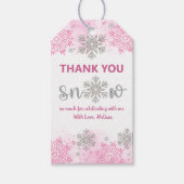 Elegant funkelnd rosa Sparkle Vielen Dank Schnee v Geschenkanhänger (Vorderseite)