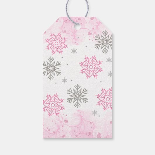 Elegant funkelnd rosa Sparkle Vielen Dank Schnee v Geschenkanhänger (Rückseite)