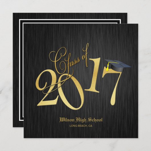 Elegant Funky Gold Class 2017 Abschluss Einladung (Vorne/Hinten)