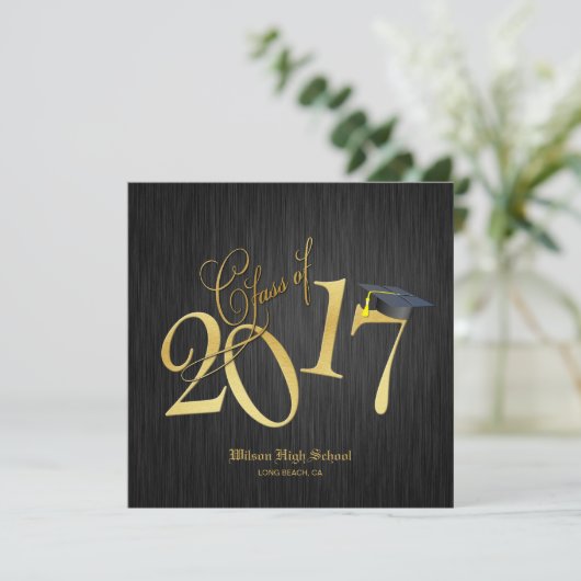 Elegant Funky Gold Class 2017 Abschluss Einladung (Stehend Vorderseite)