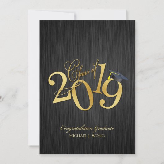 Elegant Funky Gold Class 2019 Abschluss Einladung (Vorderseite)