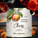Elegant Funny Apple Teacher Weinetikett<br><div class="desc">Weinetikett mit einem Gemälde eines Apfels auf Marmorboden mit eigenen (lustigen oder anderen) Texten.</div>