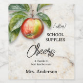 Elegant Funny Apple Teacher Weinetikett (Einzelnes Label)