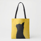 Elegant Funny Black cat in Yellow Baground Tasche (Vorderseite)