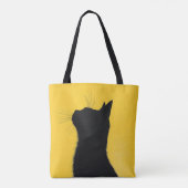 Elegant Funny Black cat in Yellow Baground Tasche (Rückseite)