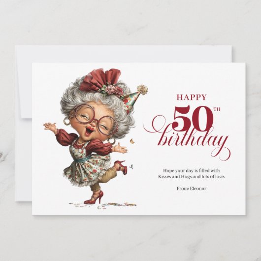 Elegant Funny Lady 50th Birthday Humor Greeting Einladung (Vorderseite)