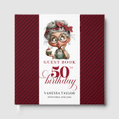 Elegant Funny Lady 50th Birthday Humor Guest Book Gästebuch (Vorderseite)