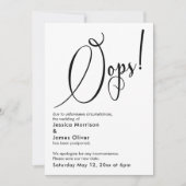 Elegant Funny "Oops!" Verspätete Hochzeitskarte Einladung (Vorderseite)
