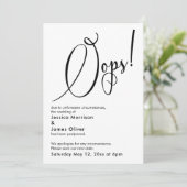 Elegant Funny "Oops!" Verspätete Hochzeitskarte Einladung (Stehend Vorderseite)