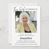 Elegant Funny Pink Foto 93. Geburtstag Einladung (Vorderseite)
