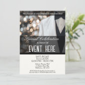 Elegant für alle Zwecke | White Tuxedo Einladung (Stehend Vorderseite)