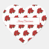 Elegant für ihr fröhliches Weihnachts-Rot-Blütenmu Herz-Aufkleber (Vorderseite)