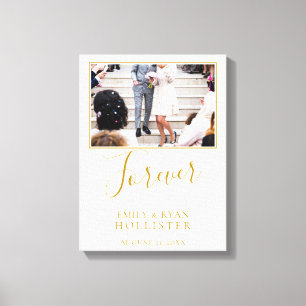 Elegant für immer - Goldene Schrift Hochzeitsfoto Leinwanddruck