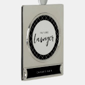 Elegant Future Lawyer Karo Pattern Personalisiert Banner-Ornament Silber (Rechts)